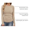 image:imageWIHOLL Long Sleeve Shirts for Women Fall Fashion Thermal Shirts Rib Knit Winter Clothing Warm Undershirts Basic TShirts1khaki