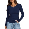 image:imageWIHOLL Long Sleeve Shirts for Women Fall Fashion Thermal Shirts Rib Knit Winter Clothing Warm Undershirts Basic TShirts2navy Blue