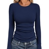 image:imageWIHOLL Long Sleeve Shirts for Women Fall Fashion Thermal Shirts Rib Knit Winter Clothing Warm Undershirts Basic TShirts2navy Blue