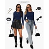 image:imageWIHOLL Long Sleeve Shirts for Women Fall Fashion Thermal Shirts Rib Knit Winter Clothing Warm Undershirts Basic TShirts2navy Blue