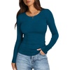 image:imageWIHOLL Long Sleeve Shirts for Women Fall Fashion Thermal Shirts Rib Knit Winter Clothing Warm Undershirts Basic TShirts3turquoise