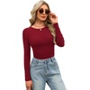 image:imageWIHOLL Long Sleeve Shirts for Women Fall Fashion Thermal Shirts Rib Knit Winter Clothing Warm Undershirts Basic TShirts5wine Red