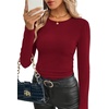 image:imageWIHOLL Long Sleeve Shirts for Women Fall Fashion Thermal Shirts Rib Knit Winter Clothing Warm Undershirts Basic TShirts5wine Red