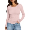 image:imageWIHOLL Long Sleeve Shirts for Women Fall Fashion Thermal Shirts Rib Knit Winter Clothing Warm Undershirts Basic TShirts6light Pink