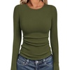 image:imageWIHOLL Long Sleeve Shirts for Women Fall Fashion Thermal Shirts Rib Knit Winter Clothing Warm Undershirts Basic TShirts6olive Green