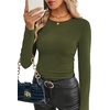 image:imageWIHOLL Long Sleeve Shirts for Women Fall Fashion Thermal Shirts Rib Knit Winter Clothing Warm Undershirts Basic TShirts6olive Green