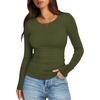 image:imageWIHOLL Long Sleeve Shirts for Women Fall Fashion Thermal Shirts Rib Knit Winter Clothing Warm Undershirts Basic TShirts6olive Green