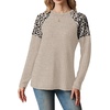 image:imageWIHOLL Long Sleeve Shirts for Women Raglan Leopard Print Tops Fall OutfitsBeige