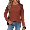 image:imageWIHOLL Long Sleeve Shirts for Women Raglan Leopard Print Tops Fall OutfitsCaramel