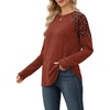 image:imageWIHOLL Long Sleeve Shirts for Women Raglan Leopard Print Tops Fall OutfitsCaramel