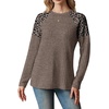 image:imageWIHOLL Long Sleeve Shirts for Women Raglan Leopard Print Tops Fall OutfitsCoffee