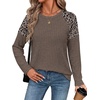 image:imageWIHOLL Long Sleeve Shirts for Women Raglan Leopard Print Tops Fall OutfitsCoffee