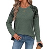 image:imageWIHOLL Long Sleeve Shirts for Women Raglan Leopard Print Tops Fall OutfitsGreen