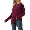 image:imageWIHOLL Long Sleeve Shirts for Women Raglan Leopard Print Tops Fall OutfitsMaroon