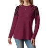 image:imageWIHOLL Long Sleeve Shirts for Women Raglan Leopard Print Tops Fall OutfitsMaroon