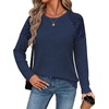 image:imageWIHOLL Long Sleeve Shirts for Women Raglan Leopard Print Tops Fall OutfitsNavy