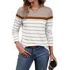 image:imageWIHOLL Long Sleeve Shirts for Women Stripe Tops Fall Fashion Outfits 2026Beige