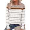 image:imageWIHOLL Long Sleeve Shirts for Women Stripe Tops Fall Fashion Outfits 2026Beige