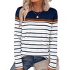 image:imageWIHOLL Long Sleeve Shirts for Women Stripe Tops Fall Fashion Outfits 2026Blue