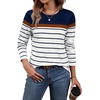 image:imageWIHOLL Long Sleeve Shirts for Women Stripe Tops Fall Fashion Outfits 2026Blue