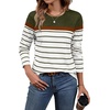 image:imageWIHOLL Long Sleeve Shirts for Women Stripe Tops Fall Fashion Outfits 2026Green