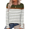 image:imageWIHOLL Long Sleeve Shirts for Women Stripe Tops Fall Fashion Outfits 2026Green