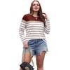 image:imageWIHOLL Long Sleeve Shirts for Women Stripe Tops Fall Fashion Outfits 2026Red