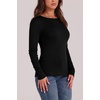 image:imageWIHOLL Long Sleeve Thermal Shirt for Women Light Fleece Tops Fall 2026 Crew Neck Casual Basic TShirtsAblack