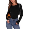 image:imageWIHOLL Long Sleeve Thermal Shirt for Women Light Fleece Tops Fall 2026 Crew Neck Casual Basic TShirtsAblack