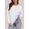 image:imageWIHOLL Long Sleeve Thermal Shirt for Women Light Fleece Tops Fall 2026 Crew Neck Casual Basic TShirtsBwhite