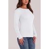 image:imageWIHOLL Long Sleeve Thermal Shirt for Women Light Fleece Tops Fall 2026 Crew Neck Casual Basic TShirtsBwhite