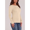 image:imageWIHOLL Long Sleeve Thermal Shirt for Women Light Fleece Tops Fall 2026 Crew Neck Casual Basic TShirtsCbeige