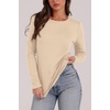 image:imageWIHOLL Long Sleeve Thermal Shirt for Women Light Fleece Tops Fall 2026 Crew Neck Casual Basic TShirtsCbeige