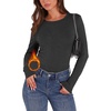 image:imageWIHOLL Long Sleeve Thermal Shirt for Women Light Fleece Tops Fall 2026 Crew Neck Casual Basic TShirtsDgrey