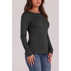 image:imageWIHOLL Long Sleeve Thermal Shirt for Women Light Fleece Tops Fall 2026 Crew Neck Casual Basic TShirtsDgrey