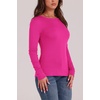image:imageWIHOLL Long Sleeve Thermal Shirt for Women Light Fleece Tops Fall 2026 Crew Neck Casual Basic TShirtsDhot Pink
