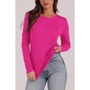 image:imageWIHOLL Long Sleeve Thermal Shirt for Women Light Fleece Tops Fall 2026 Crew Neck Casual Basic TShirtsDhot Pink