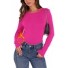 image:imageWIHOLL Long Sleeve Thermal Shirt for Women Light Fleece Tops Fall 2026 Crew Neck Casual Basic TShirtsDhot Pink