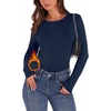 image:imageWIHOLL Long Sleeve Thermal Shirt for Women Light Fleece Tops Fall 2026 Crew Neck Casual Basic TShirtsDnavy Blue