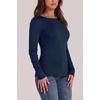 image:imageWIHOLL Long Sleeve Thermal Shirt for Women Light Fleece Tops Fall 2026 Crew Neck Casual Basic TShirtsDnavy Blue