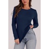image:imageWIHOLL Long Sleeve Thermal Shirt for Women Light Fleece Tops Fall 2026 Crew Neck Casual Basic TShirtsDnavy Blue