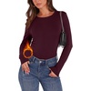 image:imageWIHOLL Long Sleeve Thermal Shirt for Women Light Fleece Tops Fall 2026 Crew Neck Casual Basic TShirtsDwine