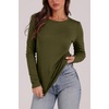 image:imageWIHOLL Long Sleeve Thermal Shirt for Women Light Fleece Tops Fall 2026 Crew Neck Casual Basic TShirtsEarmy Green