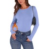 image:imageWIHOLL Long Sleeve Thermal Shirt for Women Light Fleece Tops Fall 2026 Crew Neck Casual Basic TShirtsElight Blue