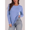 image:imageWIHOLL Long Sleeve Thermal Shirt for Women Light Fleece Tops Fall 2026 Crew Neck Casual Basic TShirtsElight Blue