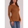 image:imageWIHOLL Long Sleeve Thermal Shirt for Women Light Fleece Tops Fall 2026 Crew Neck Casual Basic TShirtsFbrown