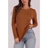 image:imageWIHOLL Long Sleeve Thermal Shirt for Women Light Fleece Tops Fall 2026 Crew Neck Casual Basic TShirtsFbrown
