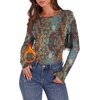 image:imageWIHOLL Long Sleeve Thermal Shirt for Women Light Fleece Tops Fall 2026 Crew Neck Casual Basic TShirtsPrint 03