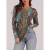 image:imageWIHOLL Long Sleeve Thermal Shirt for Women Light Fleece Tops Fall 2026 Crew Neck Casual Basic TShirtsPrint 03