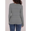 image:imageWIHOLL Long Sleeve Thermal Shirt for Women Light Fleece Tops Fall 2026 Crew Neck Casual Basic TShirtsStripe Black